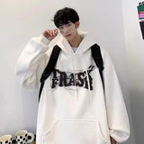 TRYESS-90s streetwear  American Vintage Graffiti Letter Print Graphic Hoodies Men's Y2K Streetwear Oversized Sweatshirt Fleece Pocket Hoodie Clothes