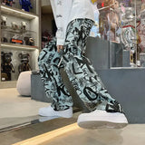 Tryess- Streetwear y2k 90s Fashion High-quality fried street pants men trendy brand ins version of the trend loose straight ruffian handsome print casual pants men