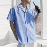 TRYESS Summer Men Shirt Solid Color Lapel Short Sleeve Casual Men Clothing Streetwear Korean 2024 Fashion Leisure Shirts S-5XL