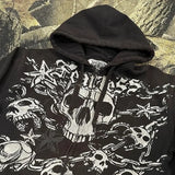 Tryess-Dark gothic punk skull letter print design oversized hoodie men's y2k baggy hip hop street zipper cardigan 2024 new sweatshirts