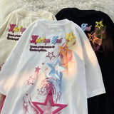 Tryess-Sweet cool star letter printing short-sleeved T-shirt women's fashion summer loose lazy wind trend retro y2k top O-neck T-shirts