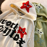 Tryess-Street five-pointed star embroidery letter design pullover hoodies women 2024 autumn and winter niche trend  y2k baggy sudaderas