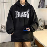 TRYESS-90s streetwear  American Vintage Graffiti Letter Print Graphic Hoodies Men's Y2K Streetwear Oversized Sweatshirt Fleece Pocket Hoodie Clothes