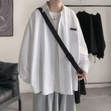 TRYESS-90s streetwear  Korean Fashion Black Long Sleeve Shirts  Spring Mens Harajuku Black Oversized Shirt Button Up Shirts Blouses Unisex Y2K