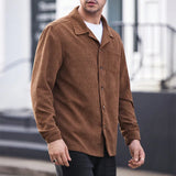 2024 Autumn Daily Casual Corduroy Mens Jacket Coats Long Sleeve Button Turn-down Collar Corduroy Coat For Men Jackets Streetwear