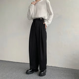 Tryess-Black Suit Pants Men Oversized Fashion Social Mens Dress Pants Korean Loose Straight Wide Leg Pants Mens Office Formal Trousers