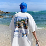 TRYESS-90s streetwear -Landscape Graphic Print T Shirt For Men Summer Streetwear Letter Cotton Short Sleeve Tops Hip Hop Fashion Y2K Oversize T-Shirt