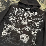 Tryess-Dark gothic punk skull letter print design oversized hoodie men's y2k baggy hip hop street zipper cardigan 2024 new sweatshirts