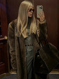 Vintage Luxury Dark Brown Long Faux Fox Fur Coat Elegant Fluffy Loose Woman Overcoat 2024 Lady Autumn Winter New Commuter Wear