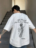 TRYESS-90s streetwear  Gothic Letter Rose Printed T-Shirt Men Hip Hop Fashion Oversized Tshirts  Summer Breathable Cotton Y2K Streetwear Tee Tops