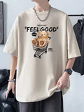 TRYESS-90s streetwear  Funny Feel Good Bear Print Tops Man Casual Oversize T Shirt Cotton Summer Short Sleeved Crewneck Y2K T Shirts Streetwear Clothes