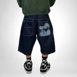 TRYESS-90s streetwear -Y2k Shorts Hip Hop Denim Gym Shorts Men's Women's 2023 Summer New Harajuku Fashion Casual Punk Rock Gothic Men Shorts Streetwear