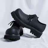 Tryess- Seodaemun Matt Black Leather Extra Round Toe Chunky Derby Shoes