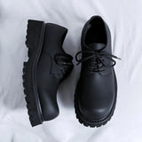 Tryess- Seodaemun Matt Black Leather Extra Round Toe Chunky Derby Shoes