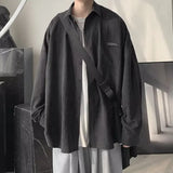 TRYESS-90s streetwear  Korean Fashion Black Long Sleeve Shirts  Spring Mens Harajuku Black Oversized Shirt Button Up Shirts Blouses Unisex Y2K