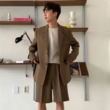 Tryess-Brown Black Suit Jacket Men Fashion Social Mens Dress Jacket Korean Loose Casual Suit Jacket Mens Office Formal Jacket Coat