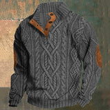 Vintage Patchwork Knitting Sweater Mens Casual Long Sleeve Twist Jacquard Jumper Tops Men Knitwear Autumn Fashion Knit Sweaters