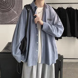 TRYESS-90s streetwear  Korean Fashion Black Long Sleeve Shirts  Spring Mens Harajuku Black Oversized Shirt Button Up Shirts Blouses Unisex Y2K