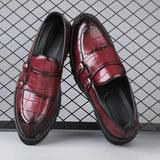 Tryess- Sinwol Double Buckle Croc Patent Loafer