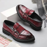 Tryess- Sinwol Double Buckle Croc Patent Loafer