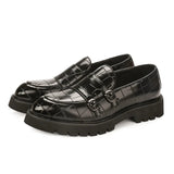 Tryess- Sinwol Double Buckle Croc Patent Loafer