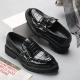 Tryess- Sinwol Double Buckle Croc Patent Loafer