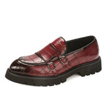 Tryess- Sinwol Double Buckle Croc Patent Loafer