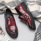 Tryess- Sinwol Double Buckle Croc Patent Loafer