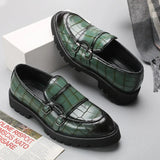 Tryess- Sinwol Double Buckle Croc Patent Loafer