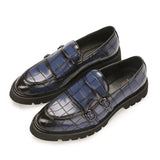 Tryess- Sinwol Double Buckle Croc Patent Loafer