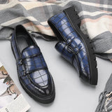 Tryess- Sinwol Double Buckle Croc Patent Loafer