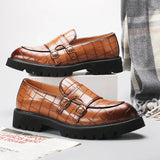 Tryess- Sinwol Double Buckle Croc Patent Loafer