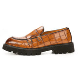 Tryess- Sinwol Double Buckle Croc Patent Loafer