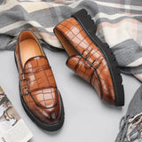 Tryess- Sinwol Double Buckle Croc Patent Loafer