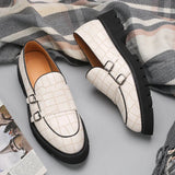 Tryess- Sinwol Double Buckle Croc Patent Loafer