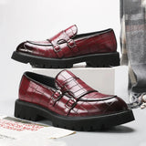 Tryess- Sinwol Double Buckle Croc Patent Loafer