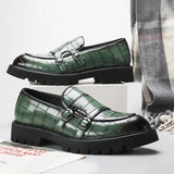 Tryess- Sinwol Double Buckle Croc Patent Loafer