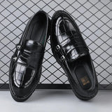 Tryess- Sinwol Double Buckle Croc Patent Loafer