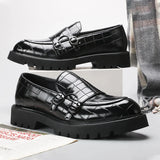 Tryess- Sinwol Double Buckle Croc Patent Loafer