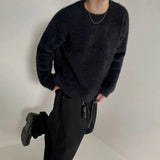 Tryess- Soft Furry Crew Neck Sweater