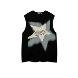 TRYESS-Classy Outfits Mens Fashion Casual Outfits Streetwear T-shirt Design Star Patch Sleeveless T-shirt