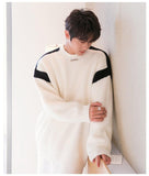 Tryess- Stitching Contrast Color Knitted Sweater