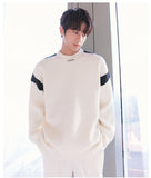 Tryess- Stitching Contrast Color Knitted Sweater