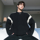 Tryess- Stitching Contrast Color Knitted Sweater