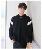 Tryess- Stitching Contrast Color Knitted Sweater