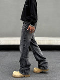 Tryess- Straight-Leg Washed Denim Pants