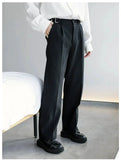 Tryess- Textured Fabric Wide-Leg Casual Pants