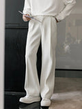 Tryess- Textured Fabric Wide-Leg Casual Pants