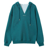 Tryess- V-Neck Hooded Sweatshirt