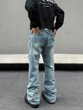 Tryess- Washed Blue Denim Pants